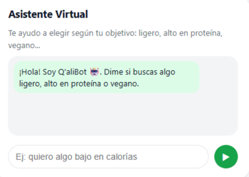 Chatbot nutricional ayudando a elegir comida saludable